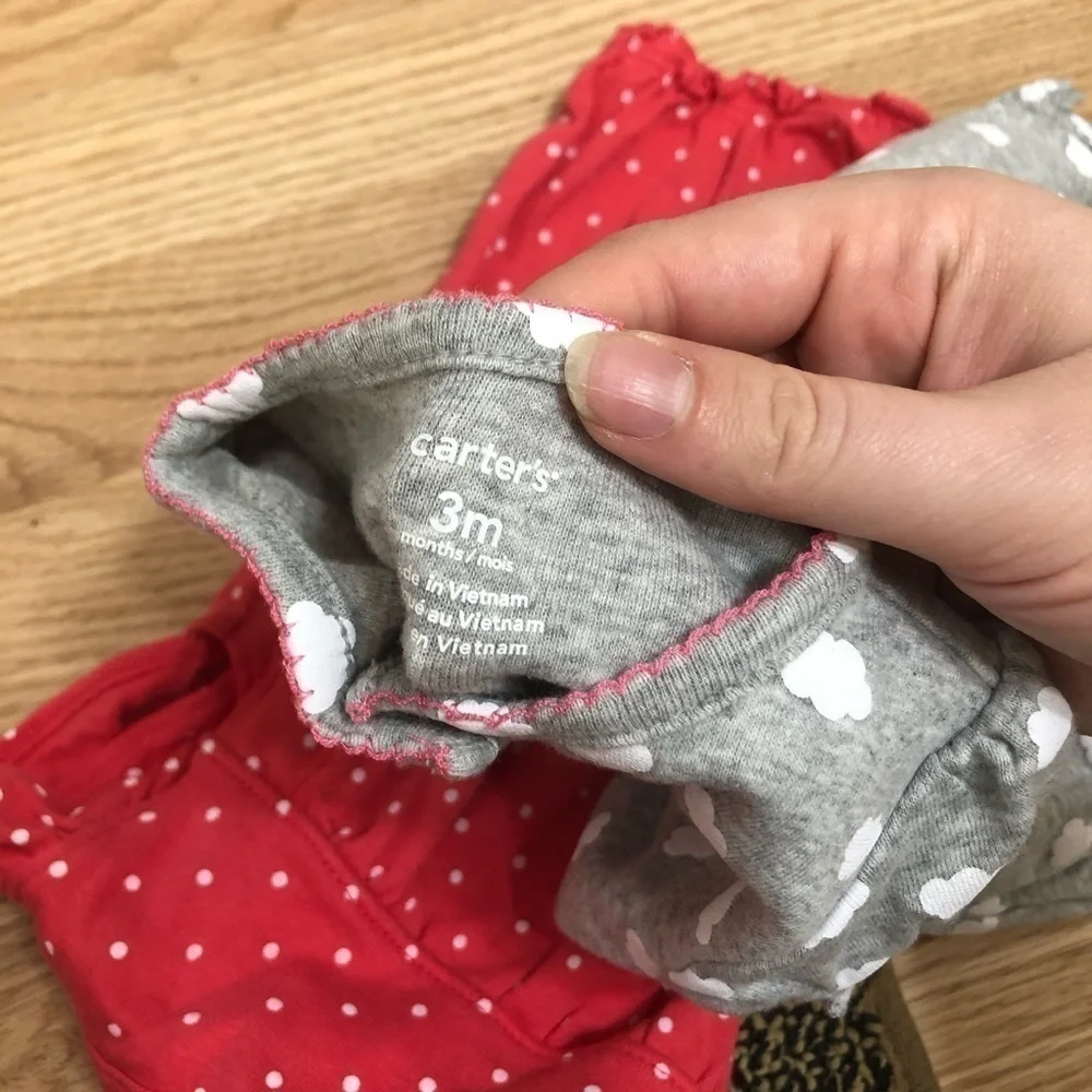 Carter’s Snap Romper Set 3 Months Girl Clouds Floral Red Gray
